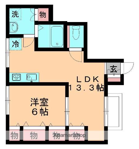 総武本線 千葉駅 バス乗車時間：15分 都町バス停で下車 徒歩2分 2階建 築51年(1LDK)の間取り写真