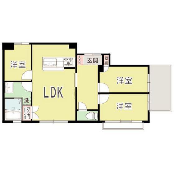 ラ・フォンテ都町(3LDK/2階)の間取り写真