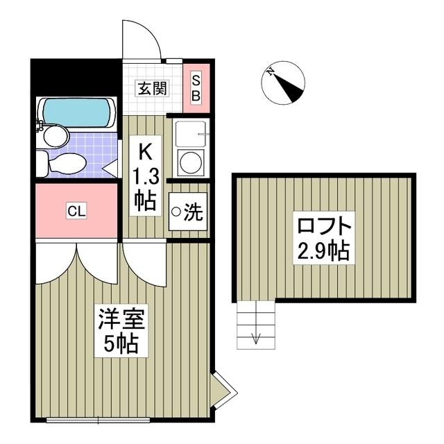 ビューシティー都賀Ⅲ(1K/2階)の間取り写真