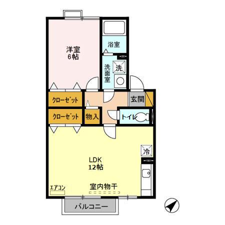 サンパティーク・さくら(1LDK/2階)の間取り写真