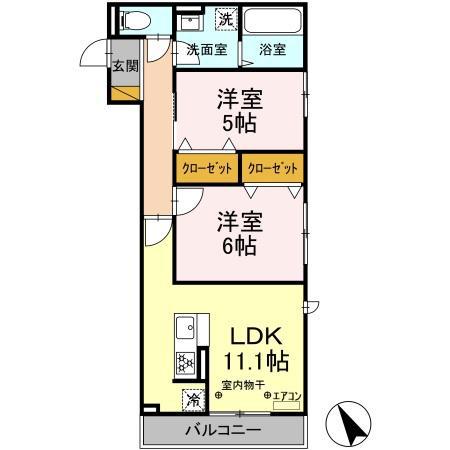 クレスト1(2LDK/3階)の間取り写真