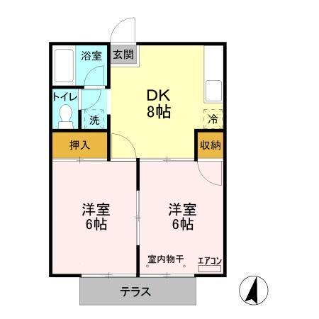 サマックスプラトー(2DK/1階)の間取り写真