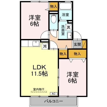 サーンク都(2LDK/2階)の間取り写真