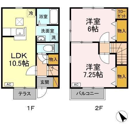 ＲＨＢ御成台　Ｆ(2LDK)の間取り写真