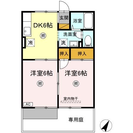 サニーコーポ・ハセベ(2DK/1階)の間取り写真