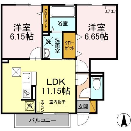 エル・ドラード A(2LDK/1階)の間取り写真