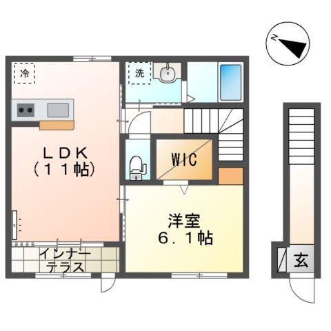 リノナル(1LDK/2階)の間取り写真