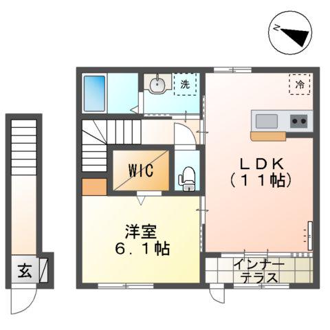 リノナル(1LDK/2階)の間取り写真