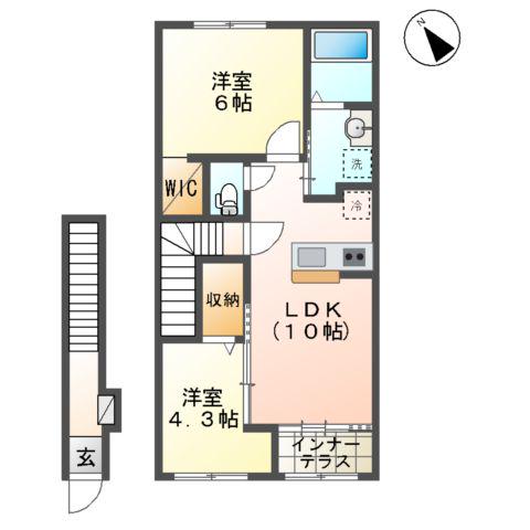 エスペランサ(2LDK/2階)の間取り写真