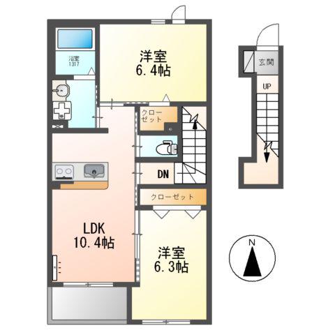 LULU AINA(2LDK/2階)の間取り写真