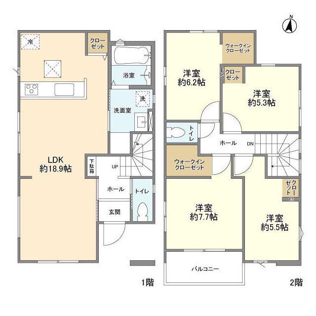 千葉都市モノレール 桜木駅(千葉) 徒歩11分 2階建 築1年(4LDK)の間取り写真