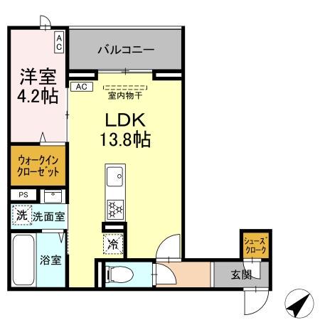 CLASSEUM都賀(1LDK/2階)の間取り写真