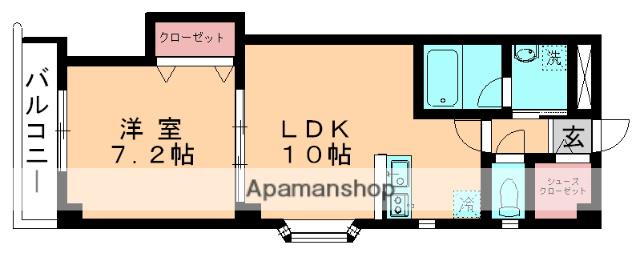 シャイン城の下Ⅲ(1LDK/2階)の間取り写真