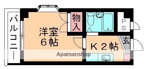 ジュネス本町(1K/3階)の間取り写真