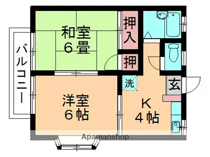 サンハイツ杉本(2K/2階)の間取り写真