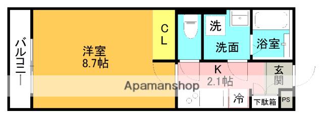 セナリオフォルム稲毛1(1K/2階)の間取り写真