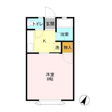 Kハイツ天台(1K/1階)の間取り写真