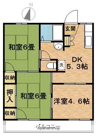 ドルフ石井A棟(3DK/2階)の間取り写真