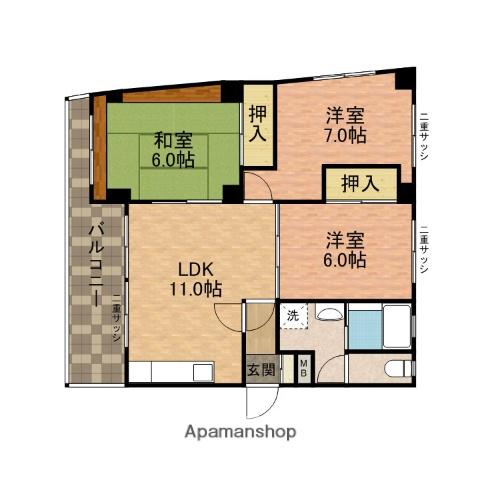 ままがーでん(3LDK/3階)の間取り写真