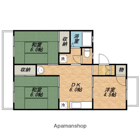 サンハイツⅡ(3DK/2階)の間取り写真