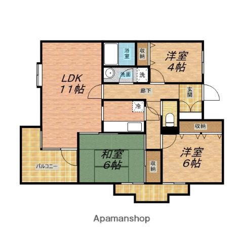 リズ市川平田(3LDK/3階)の間取り写真