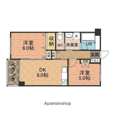 ラーク市川(2DK/5階)の間取り写真