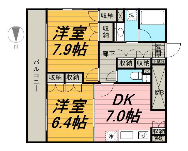 レジディア錦糸町Ⅱ(2DK/10階)の間取り写真