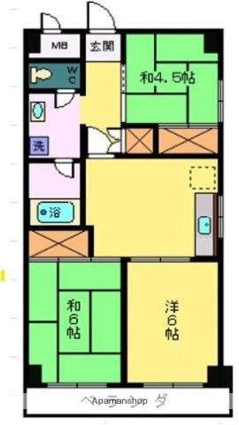 アミカル高橋(3DK/1階)の間取り写真