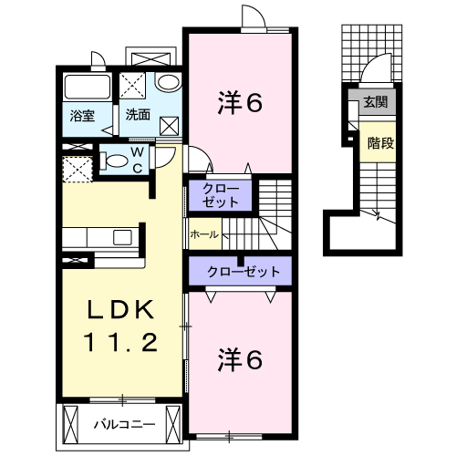 プリムローズ(2LDK/2階)の間取り写真