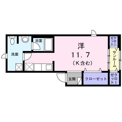 AXIS(ワンルーム/2階)の間取り写真