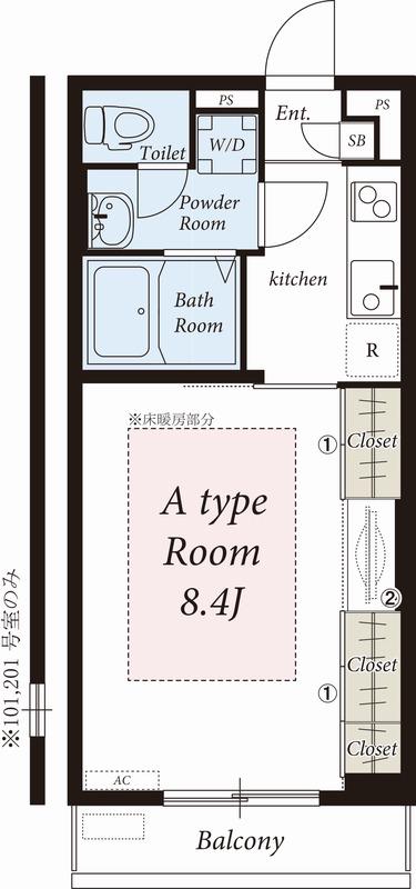 リブリ・ゆうやⅡ(1K/2階)の間取り写真