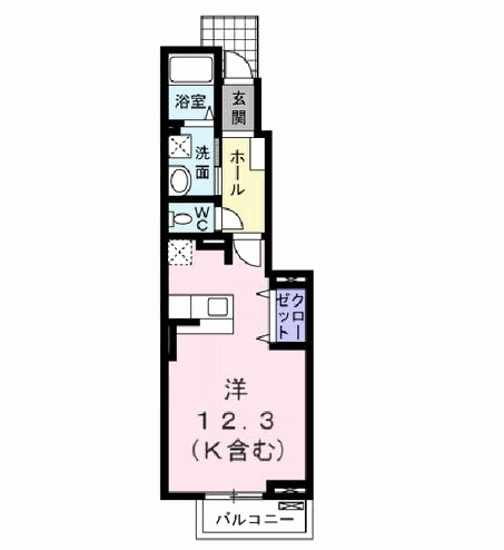 サンリットファミーユⅠ(ワンルーム/1階)の間取り写真