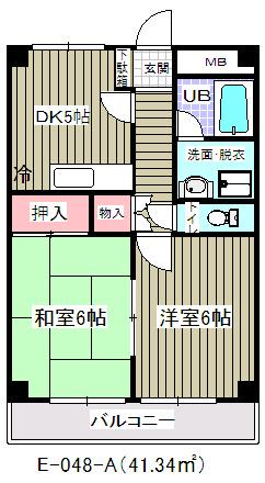 第2レクコーポ舞浜(2DK/4階)の間取り写真