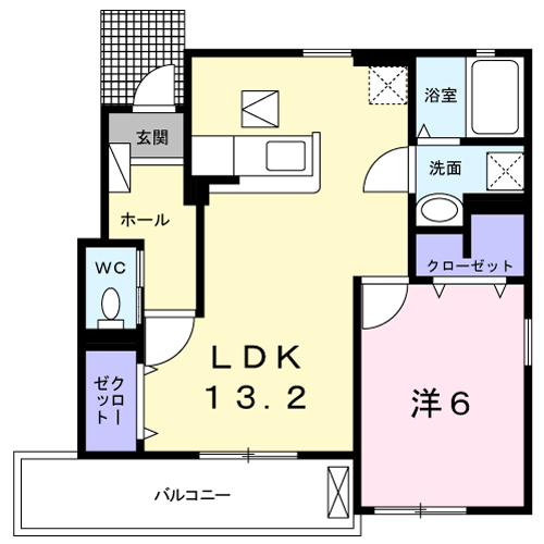 シャーロットタウンⅤ(1LDK/1階)の間取り写真
