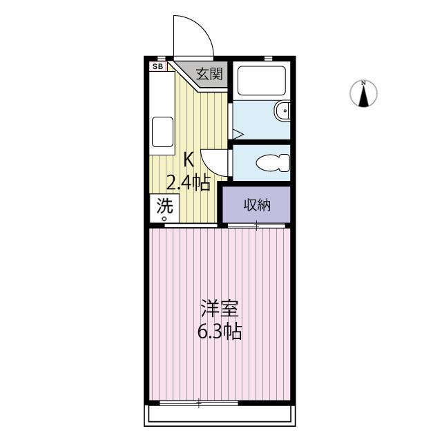 日の出ビーチ(1K/2階)の間取り写真