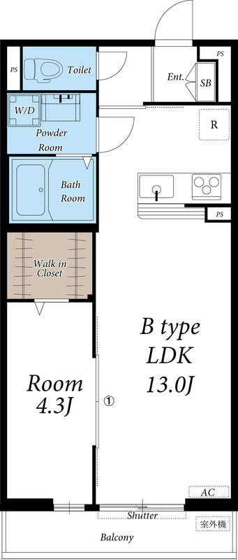 リブリ・ウッドストック(1LDK/1階)の間取り写真