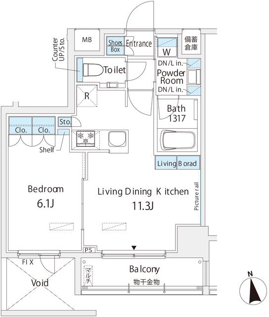 BELLE VUE 浅草橋(1LDK/10階)の間取り写真