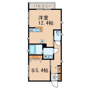 -カーサデルフィオーレ-(ワンルーム/2階)の間取り写真