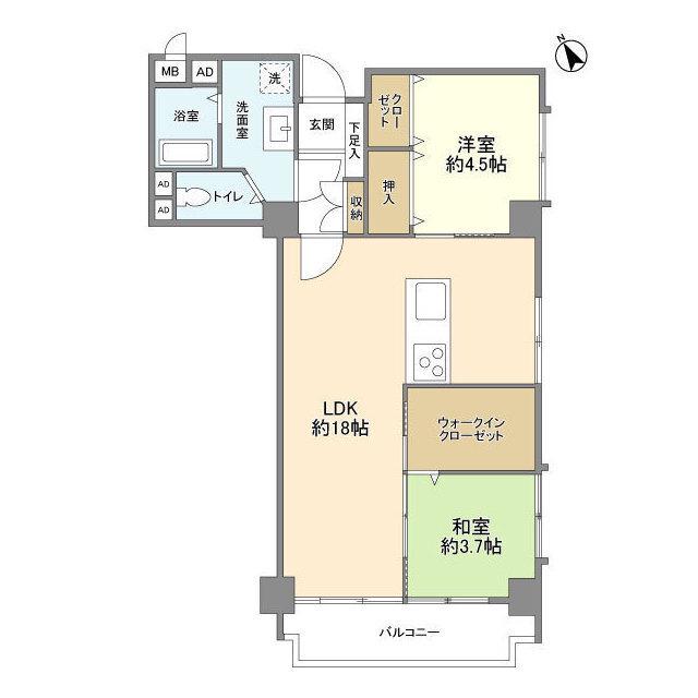 トマス本八幡(2LDK/5階)の間取り写真