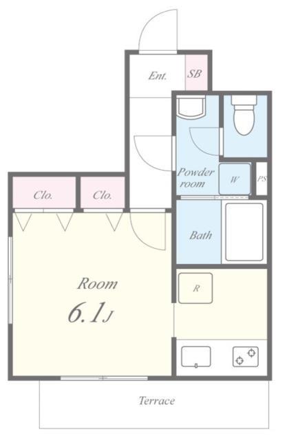 湊町ウッドヴィレッジ(ワンルーム/1階)の間取り写真