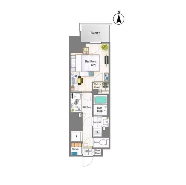 ドゥーエ亀戸(1K/9階)の間取り写真