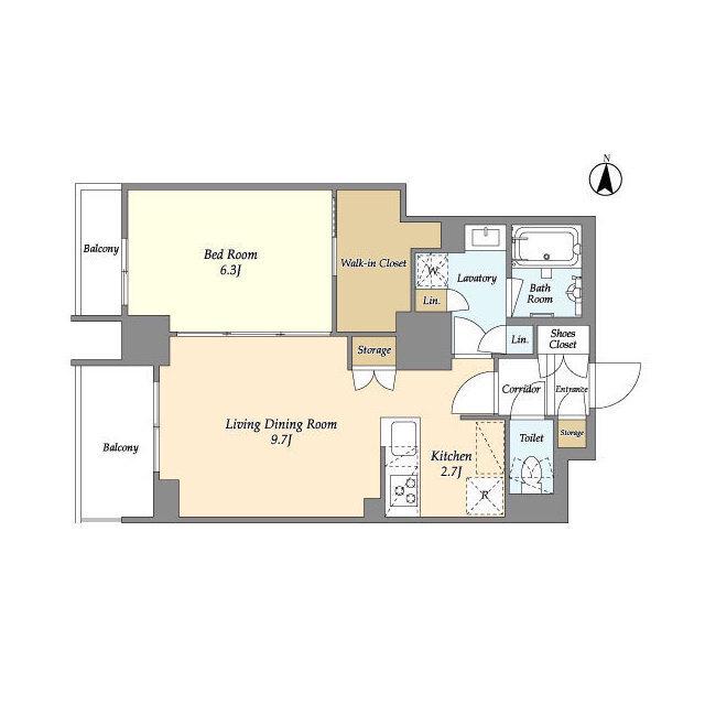 ドゥーエ亀戸(1LDK/10階)の間取り写真