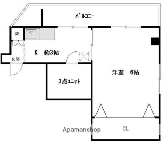 アローハイツ(1K/4階)の間取り写真