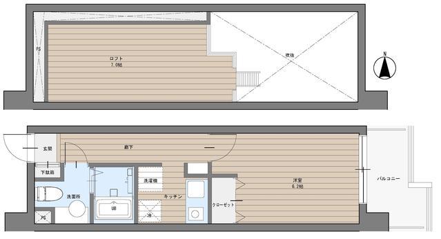 CAVANA東駒形(1K/3階)の間取り写真