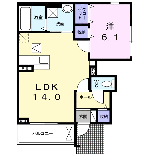 メゾンファミーユ(1LDK/1階)の間取り写真