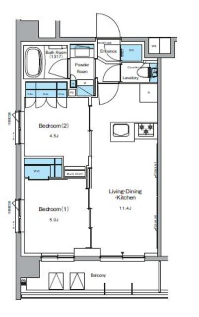 ルフォンプログレ押上イースト(2LDK/2階)の間取り写真