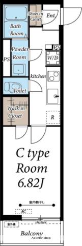ヴィラ船橋(1K/1階)の間取り写真