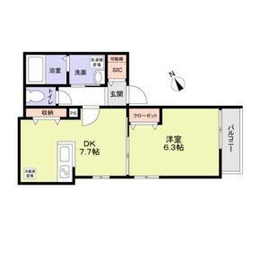 GRASS COURT(1DK/1階)の間取り写真