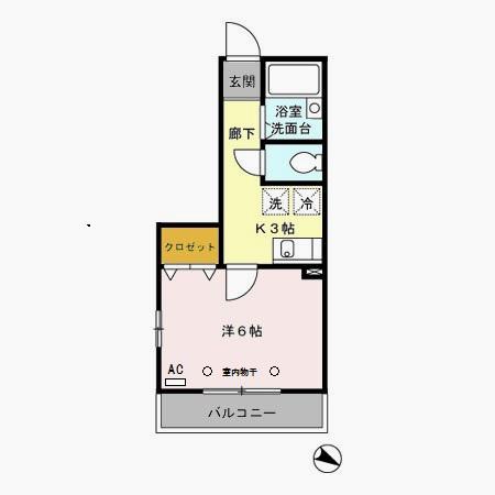 オーガスタ篠崎(1K/1階)の間取り写真