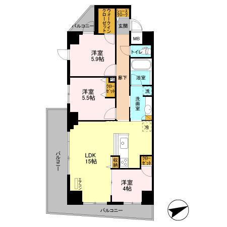 アルメール津田沼(3LDK/6階)の間取り写真